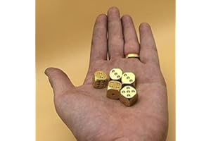 CLVEDU Classic Brass Dices Solid Polished D6 Cube Spot Dice Casino Dice Portable Copper Tables Board Game Drinking Game Dice