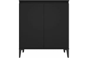 Susany Sideboard mit 2 Türen, Kommode Anrichte Mehrzweckschrank Schrank Spanplatte Schwarz 60x35x70 cm