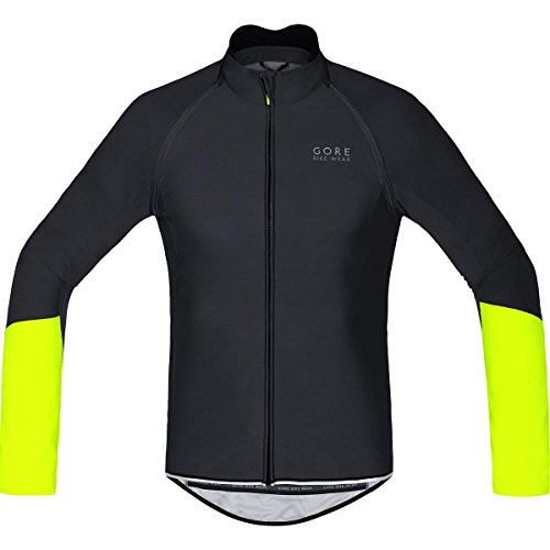 GORE BIKE WEAR, Maillot para ciclismo, Hombre, mangas desmontables, GORE WINDSTOPPER® Soft Shell, POWER WS SO ZO, Talla L, negro/amarillo neón, SWZOPO990805