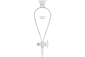 BorinGlass Kegelförmiger Abtrenntrichter 500 ml mit 24/29 Gelenken und PTFE-Hähne, Trenntrichter aus Borosilikatglas mit Dickwandigem Design
