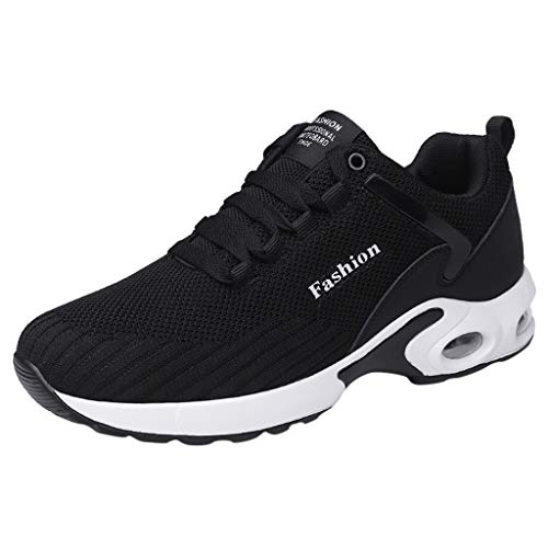 Preisvergleich Produktbild BIKETAFUWY Freizeitschuhe Unisex Schwarz Sneaker Laufschuhe Freizeit Straßenlaufschuhe Rutschfeste Running Gym Fitness Freizeitschuhe Dicker Boden Atmungsaktiv