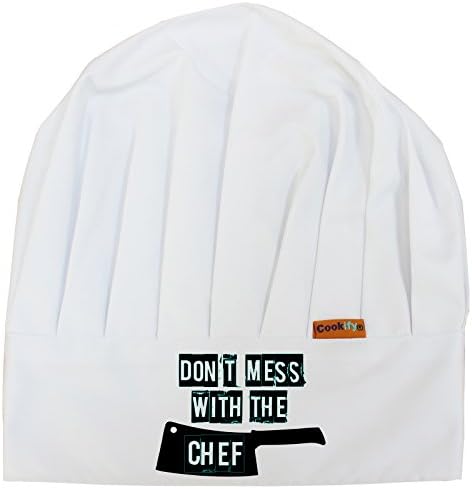 'Don't Mess With The' Chef Chef Hat, Fun Novelty Gift For Men, Women &amp; Children (Adult, White)