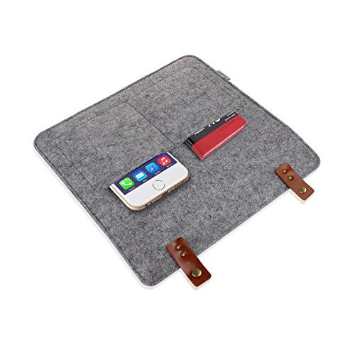 Zikee 13-13,3 Zoll MacBook Air / Pro Laptop Hülle Notebooktasche Laptoptasche Schutzhülle stilvoll und dünn aus hochwertigem Filz mit PU-Leder Applikationen. Tragetasche für 13,3 Zoll / 12,9 Zoll iPad Pro / Microsoft Surface Book (Hellgrau) - 6