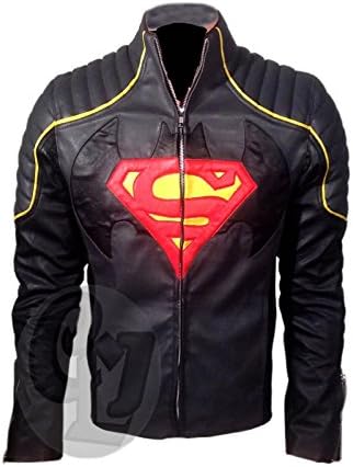 Batman vs Superman Gray & Black Real Leather Stylish Jacket - BNWT