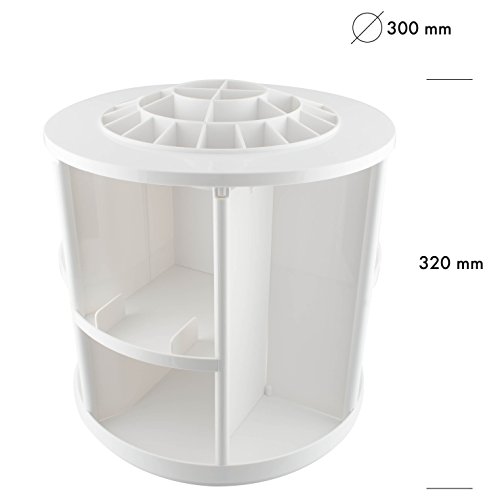 VENKON – Make Up Organizer Sortierkasten für Aufbewahrung von Kosmetik – 360 Grad drehbar – weiß - 3