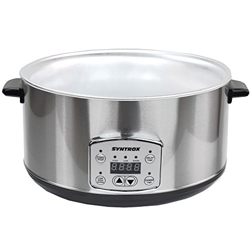 Syntrox Germany 4,5 Liter Digitaler Edelstahl Slow Cooker mit Timer und