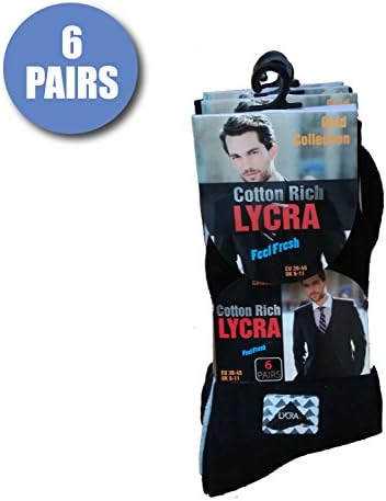 6 Pairs Mens Plain Cotton Rich Lycra Office Formal Socks - Everyday Socks