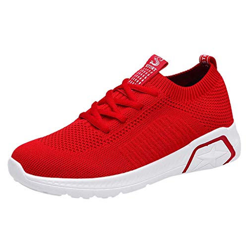 Preisvergleich Produktbild SSUPLYMY Damen Leichte Laufschuhe Mesh Atmungsaktiv Turnschuhe Schnürer Sportschuhe Sneaker Fliegende Gewebte Elastische Sneakers Bequem Rutschfeste Freizeitschuhe 35-40