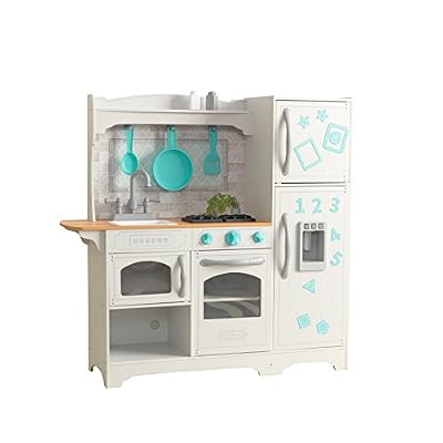 KidKraft 53424 Cuisine enfant en bois Countryside, jeu d'imitation incluant accessoires, distributeur de glaçons et EZ Kraft AssemblyTM