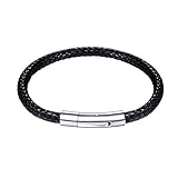 YDMSGSB Armband männlich geflochtenes Seil Hand Seil Studentin Titan Stahl magnetische Schnalle Armband Uhr Zubehör, schwarz 20 cm