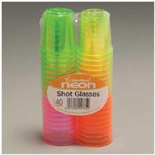 Disposable Party Neon Coloured Plastic Shot Glasses 30ml 40/Pack
