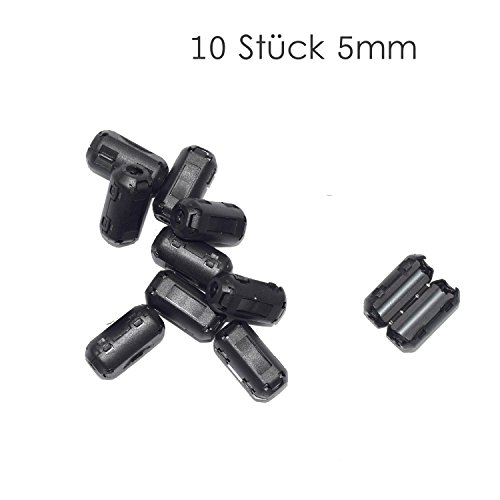 YAMAY 10 Stück 5mm Innendurchmesser Ferritkern RFI EMI Ferritkernfilter Ferritkern Ring Kabelklemme