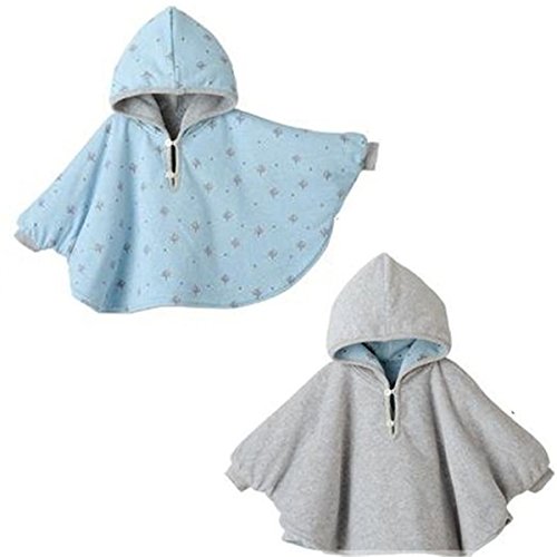 Tailloday Baby Kids Toddler Double-side Wear Hooded Cape Cloak Poncho Hoodie Coat (0-12 Monthes, Grey)