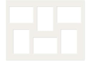 PHOTOLINI Passepartout 30x40 aussen Creme-Weiß für 6X Passepartout 9x13 innen, alterungsbeständig & säurefrei 1,5 mm Schrägschnitt - Passepartoutrahmen mit Mehrfachausschnitt