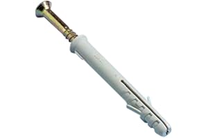 Merriway BH05914 (10 Pcs) Screw Type Solid Wall Frame Fixing with Nylon Plug, M10 x 100 mm (3/8 Inch x 4 Inch) - Pack of 10 Pieces, White