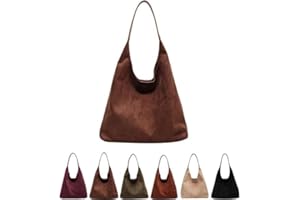 GSenhui Suede Bag Hobo Bags for Women Slouch Bag Women's Hobos Shoulder Bag Brown Suede Tote Handbag for School Work