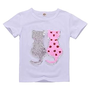 Unicornio Lentejuelas Algodón Camiseta Manga