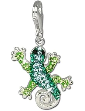 SterlinX Charms - Gecko in grün schimmernd mit Swarovski Kristallen aus der Kollektion SterlinX - D1GSC302