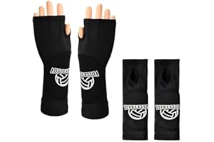DURONGE 2 pares de puños de voleibol para brazo de voleibol juvenil con acolchado protector y orificio para el pulgar, puños elásticos de voleibol mangas unisex