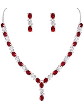 Clearine Damen Elegant Delicate Cubic Zirconia Unendlichkeit Y-Form Halskette Dangle Ohrringe Set