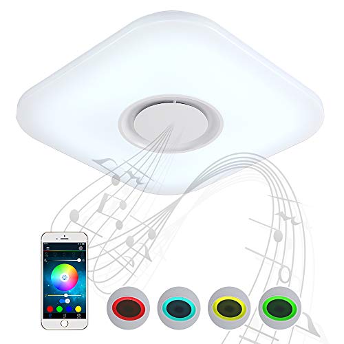 LED Music Ceiling Light with Bluetooth Speaker 24 W, 90-265 V Dimmable Modern Ceiling Lamp, Apply to Kitchen Bedroom Kids Room. Smart mart Home Light App