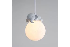 LEOSHI Lampe Suspendue en Forme de Lune 3D pour Chambre d'enfant, à intensité Variable, en Forme d'animal, de Dessin animé, de planète, en résine, Petite Boule de Lait Blanche Mignonne, Lustre pour