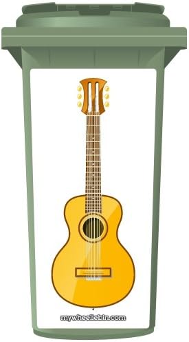 Classic Acoustic Style Guitar Wheelie Bin Sticker Panel Large
