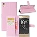 Produktbild WolinTek Sony Xperia XA1 Ultra Kunstleder Tasche im Bookstyle, Ledertasche Handyhülle Etui Flip Wallet Case Klapphülle mit Kartenfach und Ständer Lederhülle Hülle für Sony Xperia XA1 Ultra, pink