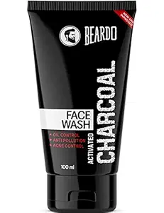 Beardo Activated Charcoal Anti-Pollution Face Wash for Deep Pore Cleaning, 100ml | Removes Dirt & Impurities | Suitable for Acne Prone Skin | For Men