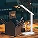 Produktbild RX dimmbare Metall LED Schreibtischlampe Touchfeldbedienung USB-Anschluss 5V 2A zum Aufladen mit kabelloser Ladestation Lampenarm einstellbar Sanftes Licht Augenschonend 5W Energieeffizient silberweiß