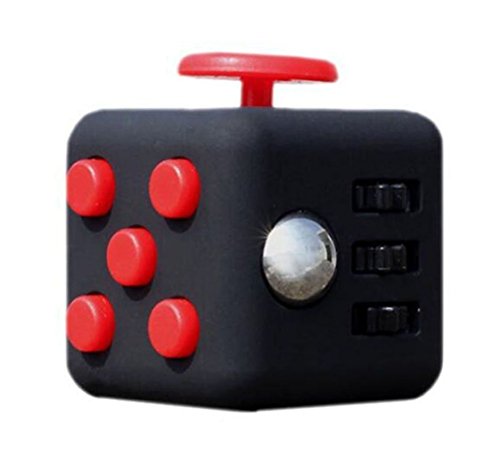 Cakcus Fidget Toy Cube Relieves Stress and Anxiety for Children and Adults Black/Red