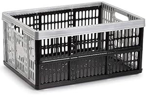 CABLEPELADO - Caja Plegable con Asas de 32L - Almacenamiento - Caja Robusta - Capacidad de 32 litros - Carga util 20 kg Color Gris y Negro