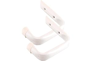 HAADI Garage Storage Ladder Hooks Brackets 2 Pieces Universal Wall Mount Rack Utility Organizer Hanger Heavy-Duty Tool Hooks for Bike, Chair, Hose, Tools, Shed, Bulk Items (White)