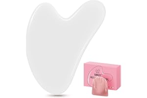 GUKOY Gua Sha Steine Gesichts Jade Guasha Board Massage Tool Heart Shape Jade für Gesicht, Augen, Hals zur Hautpflege, Schönheit und Entspannung der Körpermuskulatur (Weiß)