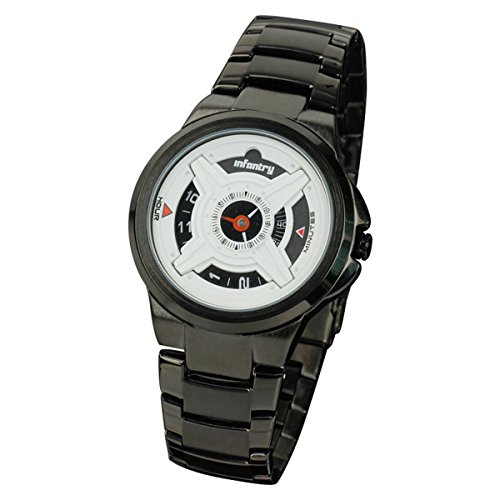 INFANTRY Herren Analoges Quarzwerk Armbanduhr Armee Outdoor Schwarz Edelstahl Armband INFANTRY Herren Analoges Quarzwerk Armbanduhr Armee Outdoor Schwarz Edelstahl Armband