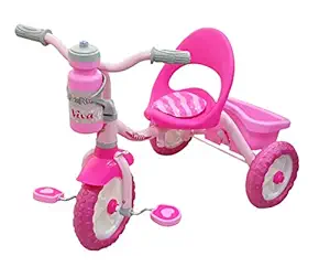 FunRide Tricycle for Kids - 2-in-1 Viva Deluxe Tri-Cycle with Sipper, Removable Parental Control Handle - for Boys and Girls 1 Years - 4 Years - (Weight - Upto 25 Kg) (Orange) (Without Handle, Pink)