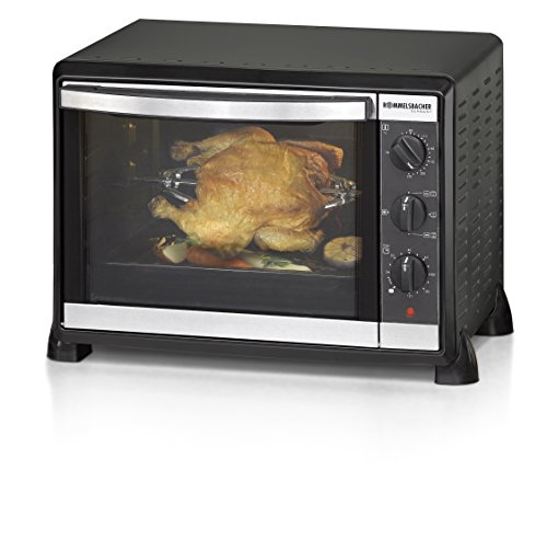 ROMMELSBACHER BG 1550 Back & Grill Ofen mit Umluft und Drehspieß / 30 Liter / 7 Heizfunktionen / Doppelverglasung mit Backraumdichtung / Innenbeleuchtung / viel Zubehör / 1550 W / schwarz