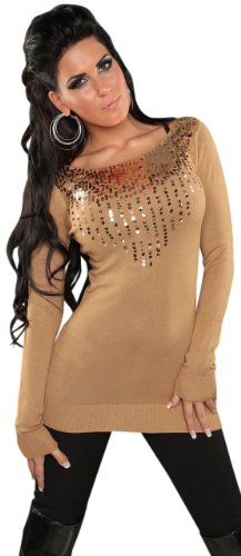 Enzoria Women's Pencil Plain Long Sleeve Dress -  Brown - Caramel - One size