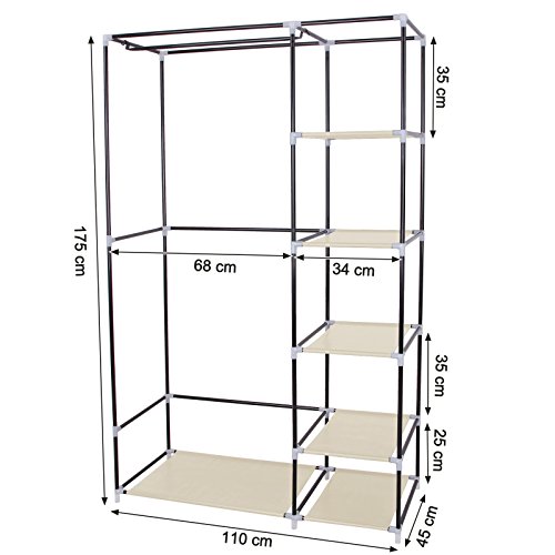Songmics XL Garderobe Stoffschrank Faltschrank Kleiderschrank Campingschrank 175 x 110 x 45cm LSF007M - 4