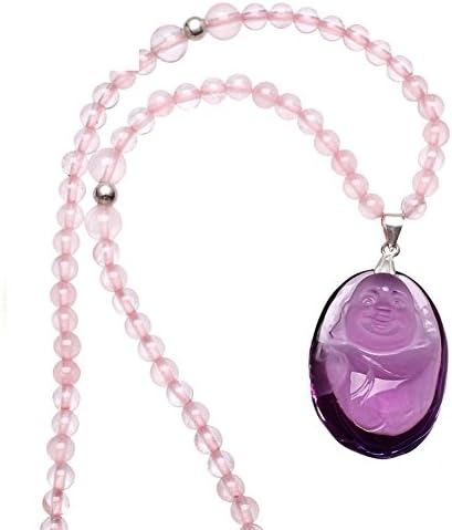 Natural Amethyst carved the laughing Buddha Maitreya pendant/Pendant/ pink Crystal pendant