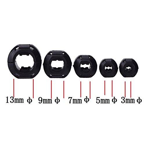 Lenhart 100 Wechselrahmen Ferrit Ring Core Schwarz RFI EMI Rauschunterdrücker Kabel-Clip für 5 mm Durchmesser Kabel - 2