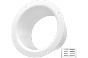 H&C VENT Flangia a parete 100 mm Raccordo per tubo di ingresso per condotto di ventilazione in PVC - Diametro 100 mm – Piastra a parete Elemento impianto aria HVAC