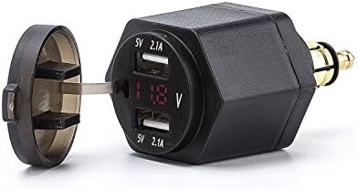 Eriding Dual USB Charger 4.2A Adapter LED Voltmeter With Powerlet Din Hella Plug For Motorcycle