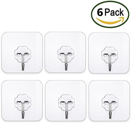 Neuleben Hooks,33lb/15KG(MAX)Transparent Reusable Super non-trace Hook for Kitchen,Storage Room,Tile wall,Bathroom Towel Hooks Waterproof and Oilproof