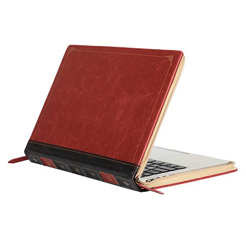 MOSISO Laptophülle PU-Leder klassische Schutzhülle mit Reißverschluss nur Für MacBook Pro 13 zoll mit Retina Display (A1502/A1425) Sleeve Kunsthandwerk,Weinrot