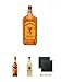 Produktbild Fireball Whisky Zimt Likör Kanada 0,7 Liter + Irish Mist Whiskylikör 0,7 Liter + Yukon Jack Whiskylikör 0,7 Liter + Schiefer Glasuntersetzer eckig ca. 9,5 cm Ø 2 Stück
