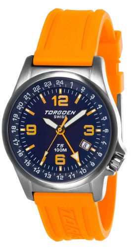 Torgoen T05306 - Reloj analógico de cuarzo para hombre con correa de plástico, color naranja