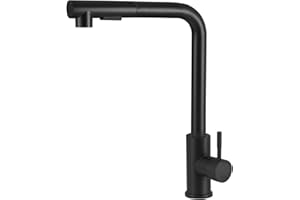 Zhufas Rubinetto Lavello Cucina, Miscelatore Cucina,Rubinetto Cucina con Doccia Estraibile,Rubinetto da Cucina in Acciaio Inossidabile nero, Rubinetto per Lavello da Cucina con Doccia, Girevole a 360°