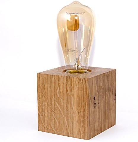 The Oak Cube Lamp With FREE Edison Bulb & FREE UK Postage