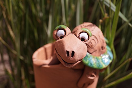 Keramik Pflanztüte mit Schildkröte Handarbeit Blumenkasten Spitztüte Tierfigur - 4